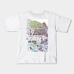 San Remo Italy Vintage Style Travel Wanderlust Poster Kids T-Shirt